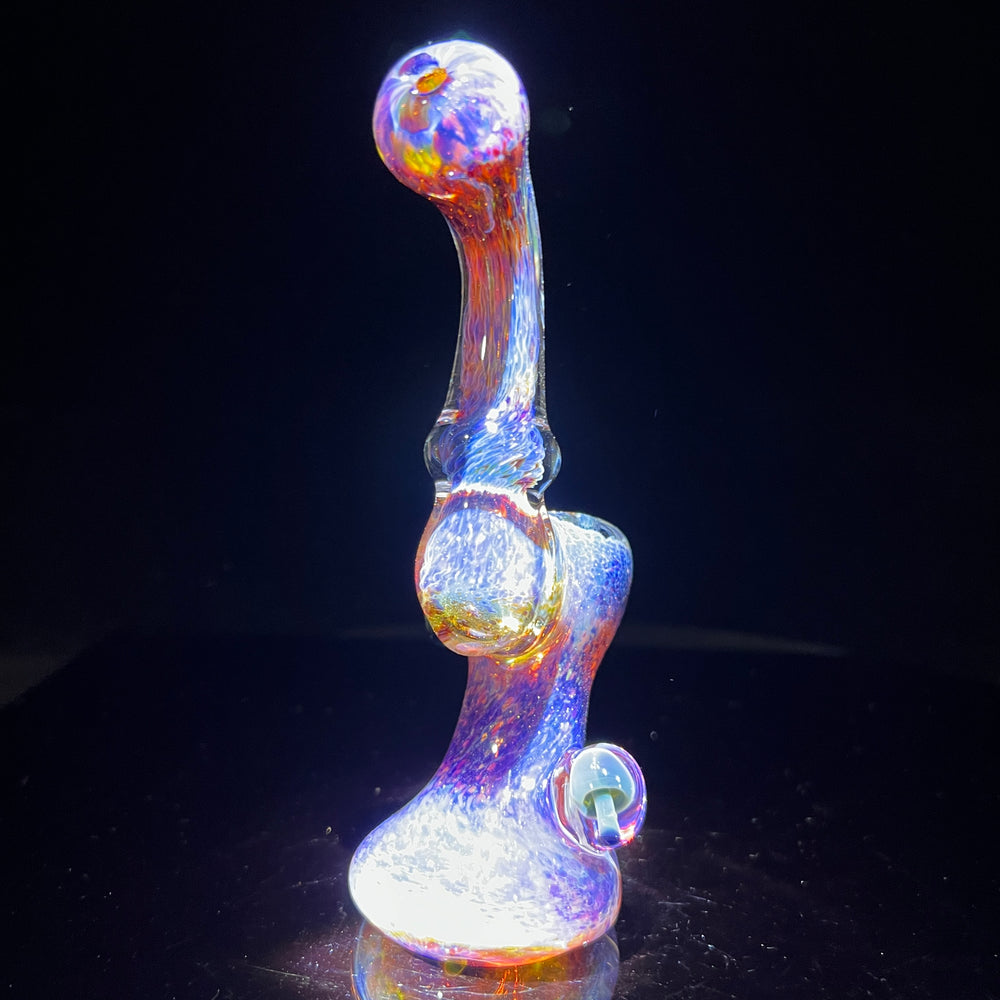 Purple Magic Mushroom Standup Sherlock Bubbler Glass Pipe Beezy Glass   