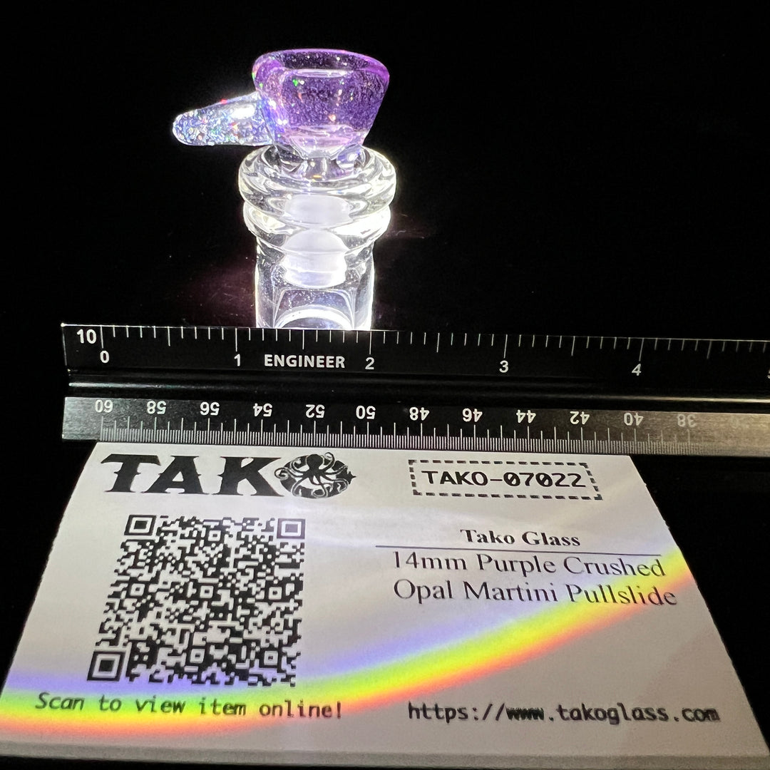 14mm Purple Crushed Opal Martini Pullslide Accessory Tako Glass   