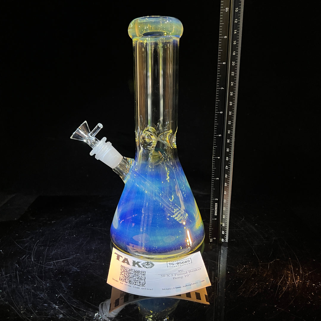 50 X 5 Fumed Beaker Bong 10" Glass Pipe TG   