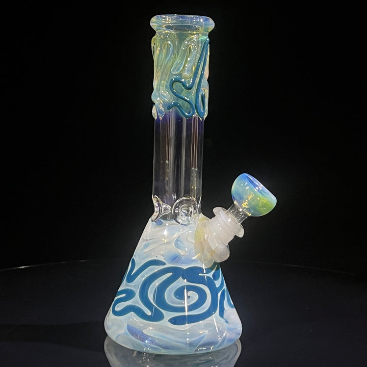 8" Fumed Color Squiggle Beaker Bong Glass Pipe Mary Jane's Glass