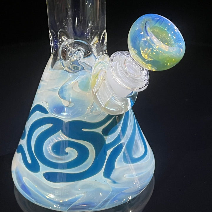 8" Fumed Color Squiggle Beaker Bong Glass Pipe Mary Jane's Glass