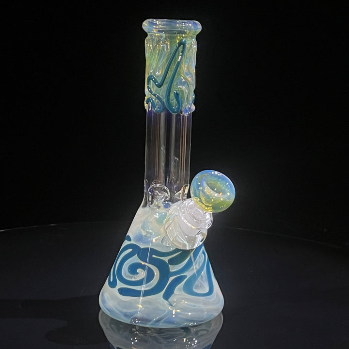 8" Fumed Color Squiggle Beaker Bong Glass Pipe Mary Jane's Glass