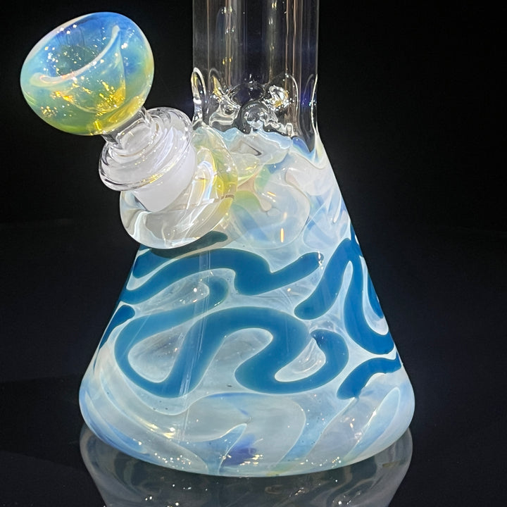 8" Fumed Color Squiggle Beaker Bong Glass Pipe Mary Jane's Glass