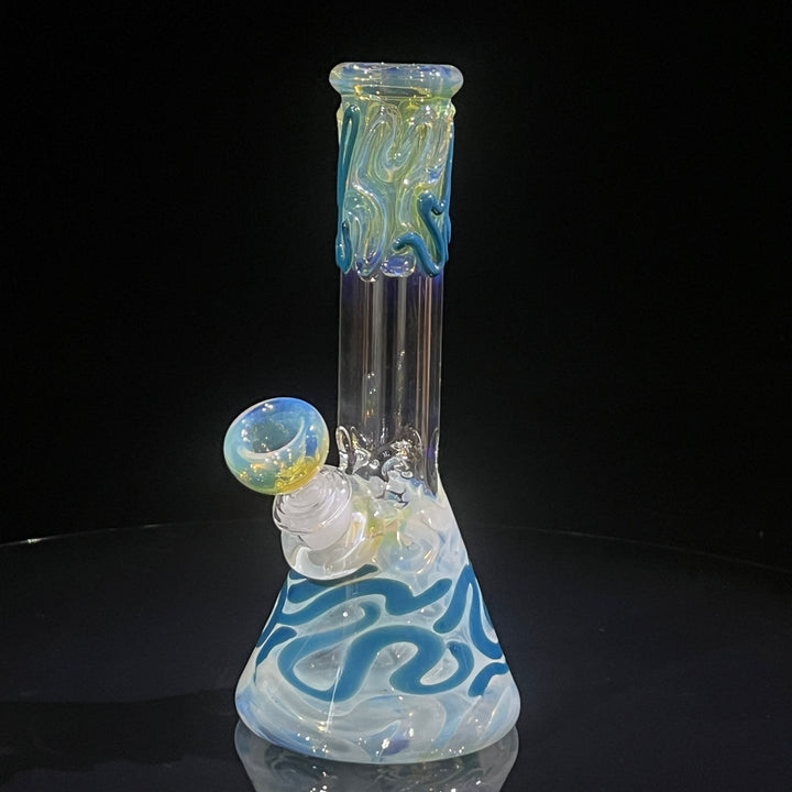 8" Fumed Color Squiggle Beaker Bong Glass Pipe Mary Jane's Glass