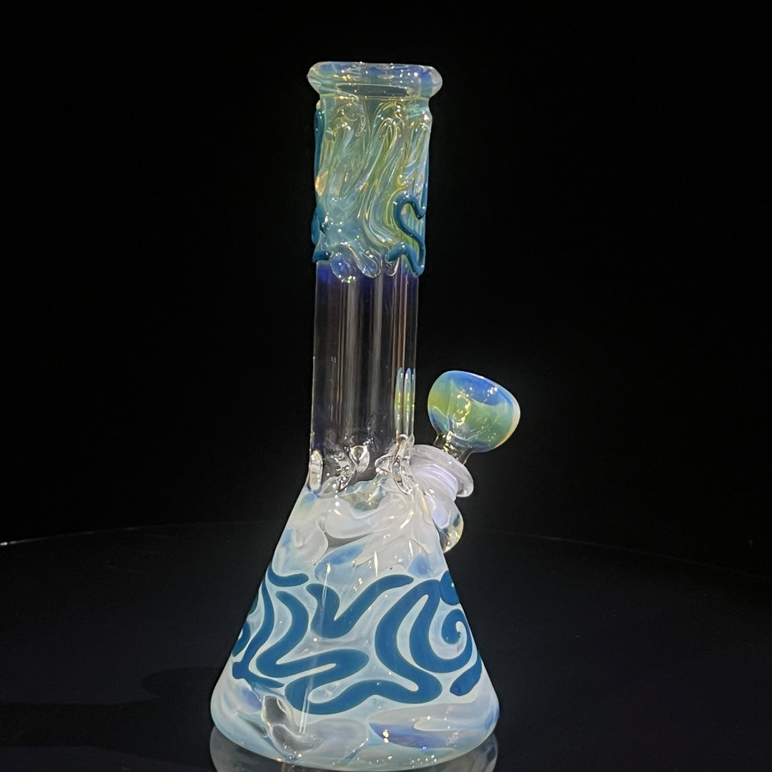 8" Fumed Color Squiggle Beaker Bong Glass Pipe Mary Jane's Glass