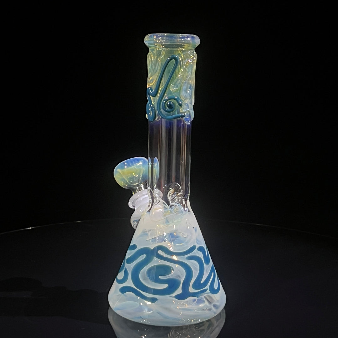 8" Fumed Color Squiggle Beaker Bong Glass Pipe Mary Jane's Glass