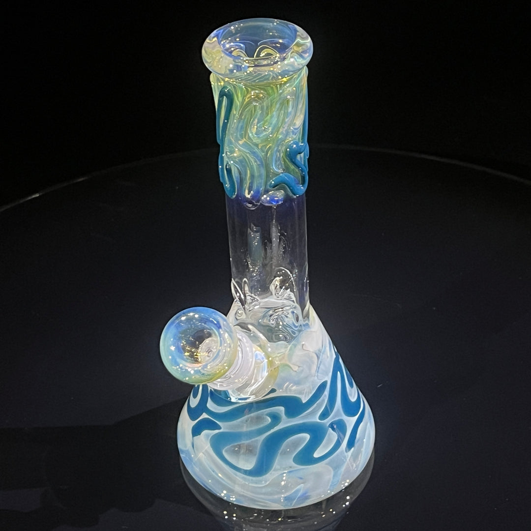 8" Fumed Color Squiggle Beaker Bong Glass Pipe Mary Jane's Glass