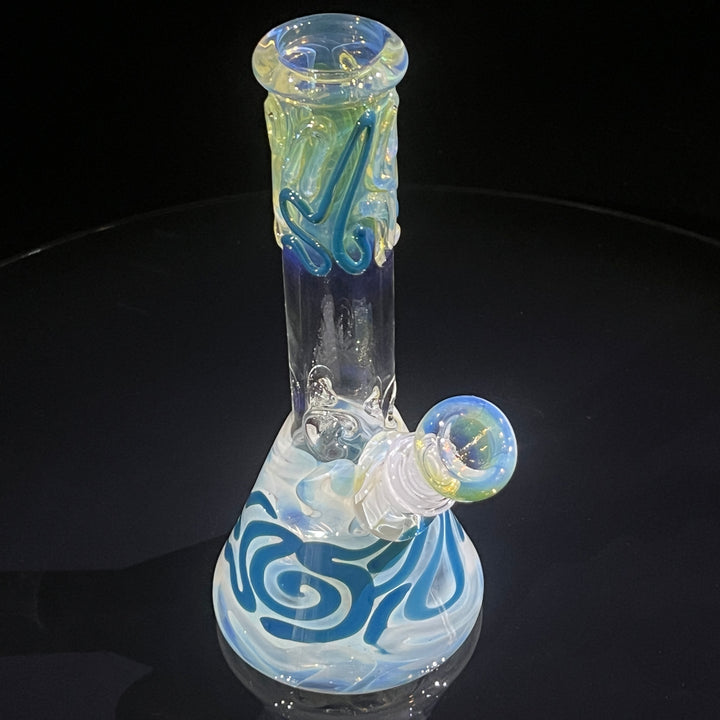 8" Fumed Color Squiggle Beaker Bong Glass Pipe Mary Jane's Glass