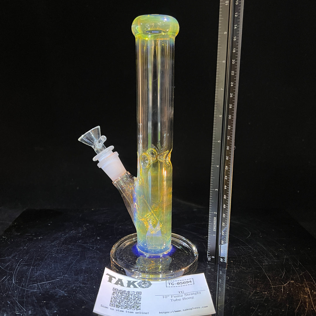 10" Fume Straight Tube Bong Glass Pipe TG   