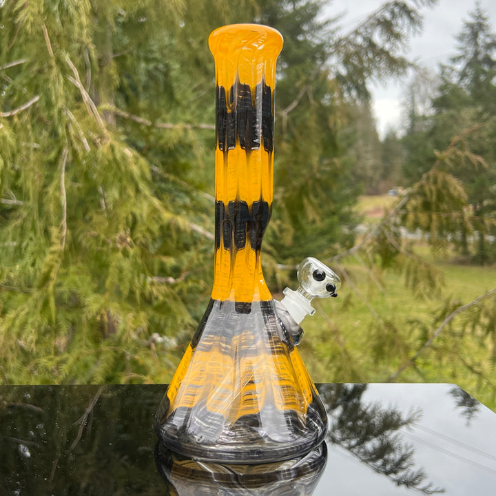 11" Bumblebee Beaker Bong Glass Pipe Mary Jane's Glass