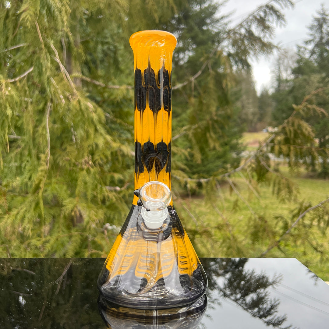 11" Bumblebee Beaker Bong Glass Pipe Mary Jane's Glass