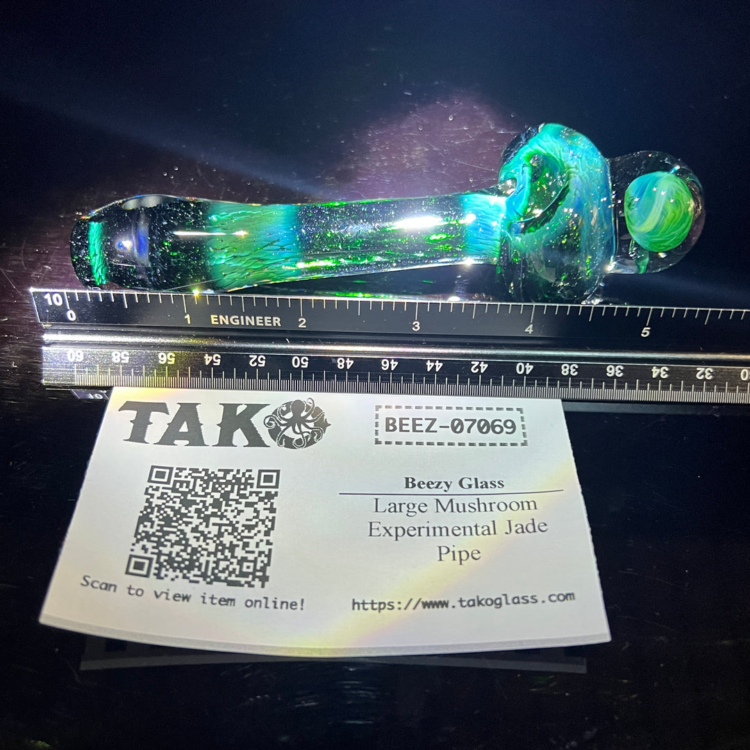 Large Mushroom Experimental Jade  Pipe Glass Pipe Beezy Glass   