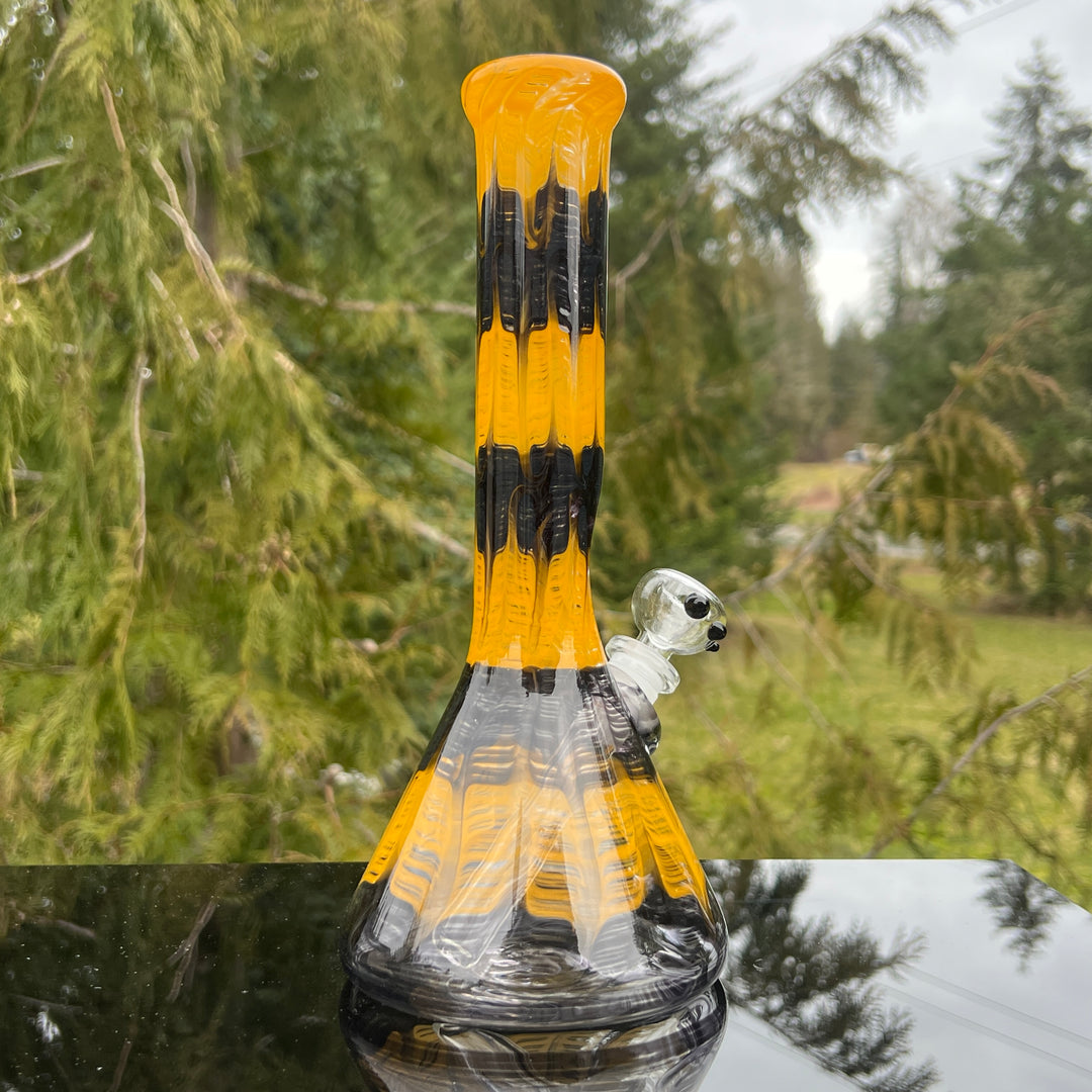 11" Bumblebee Beaker Bong Glass Pipe Mary Jane's Glass