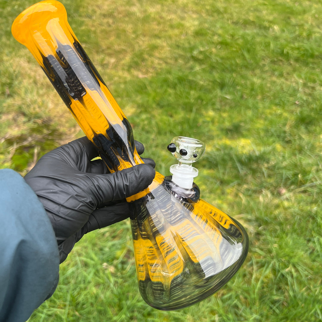 11" Bumblebee Beaker Bong Glass Pipe Mary Jane's Glass