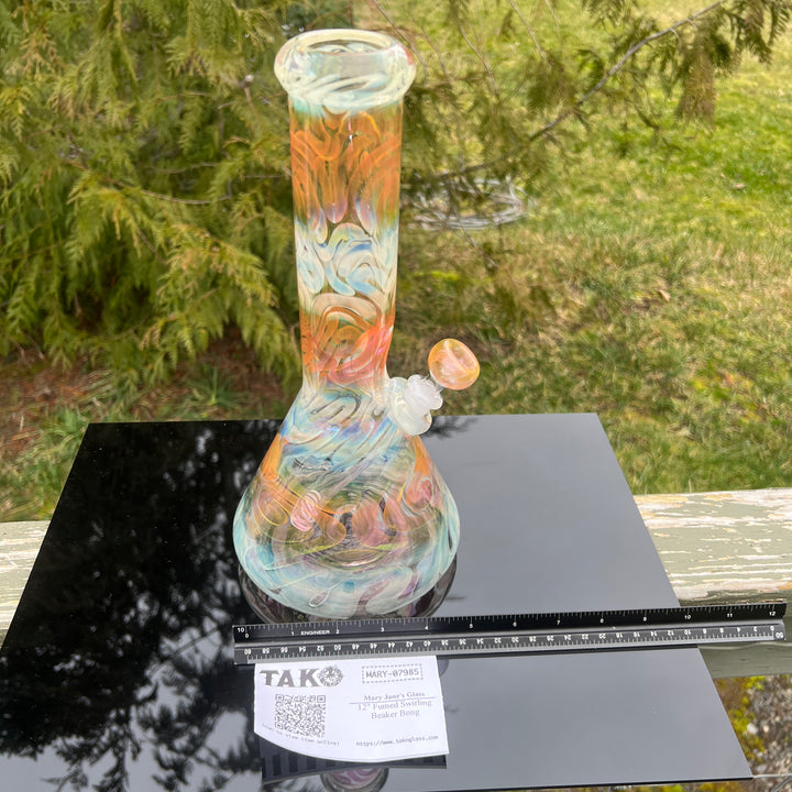 12" Fumed Swirling Beaker Bong Glass Pipe Mary Jane's Glass