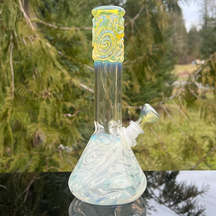 10" Fumed Squiggle Beaker Bong Glass Pipe Mary Jane's Glass