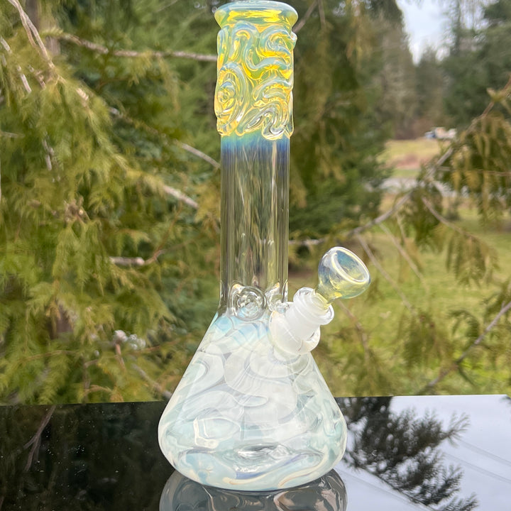 10" Fumed Squiggle Beaker Bong Glass Pipe Mary Jane's Glass