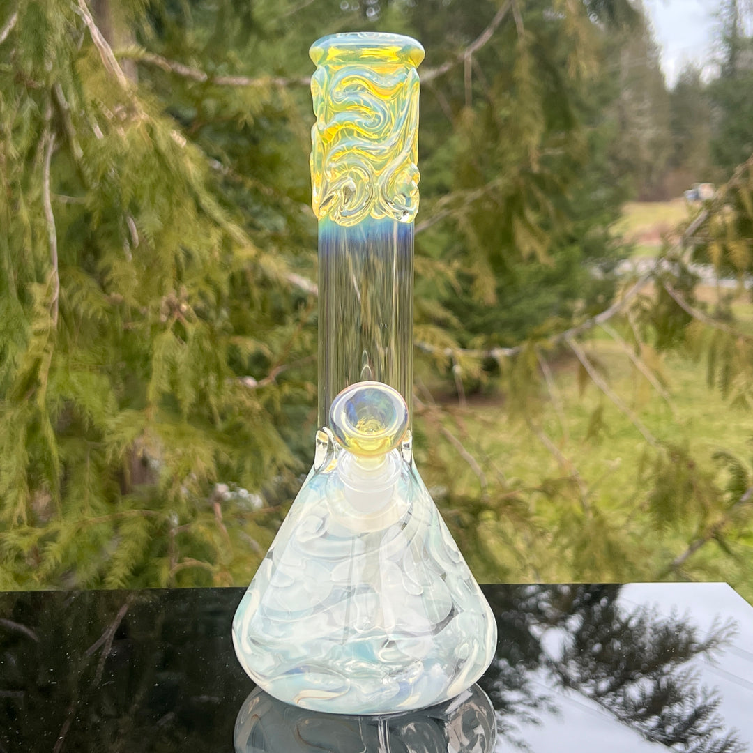 10" Fumed Squiggle Beaker Bong Glass Pipe Mary Jane's Glass