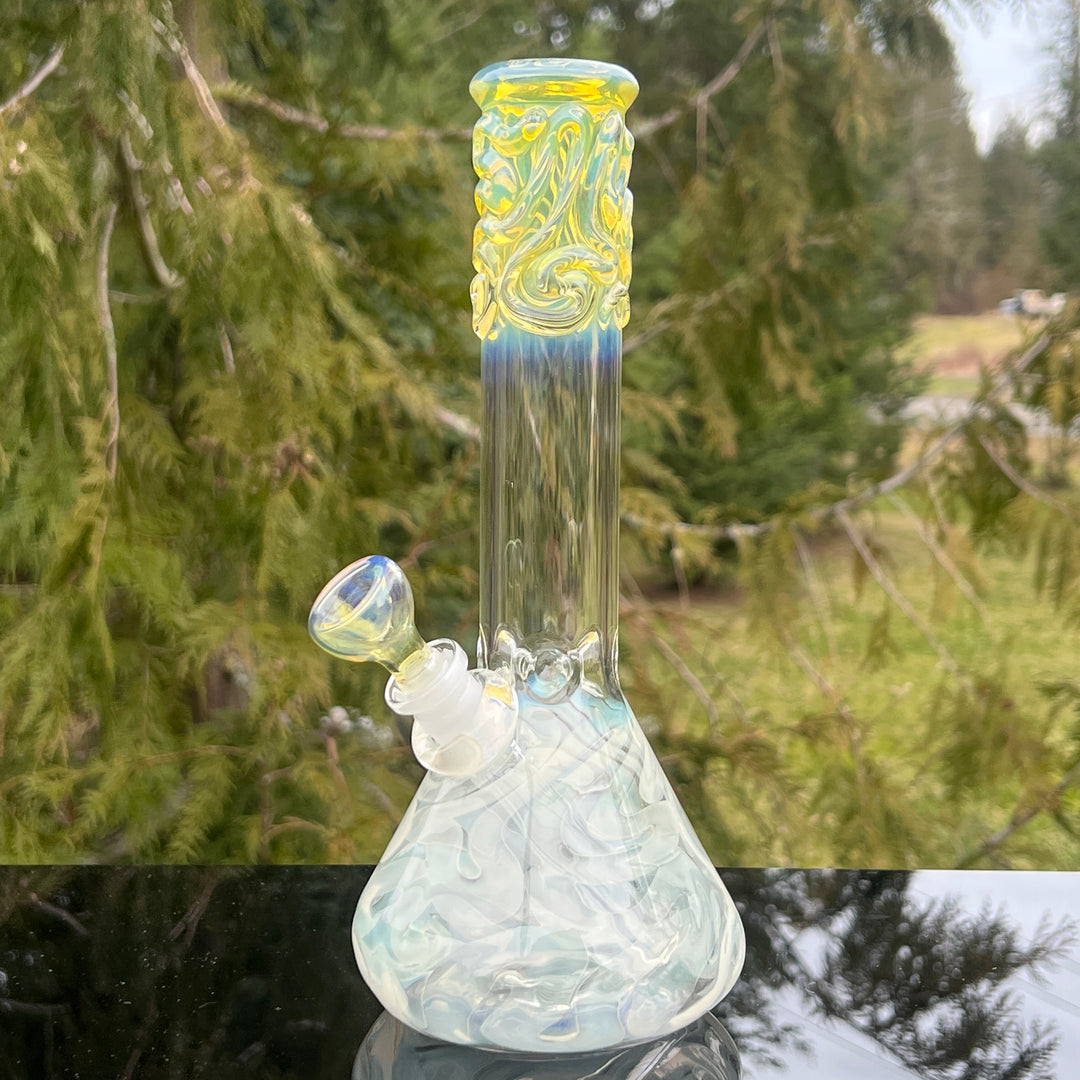 10" Fumed Squiggle Beaker Bong Glass Pipe Mary Jane's Glass