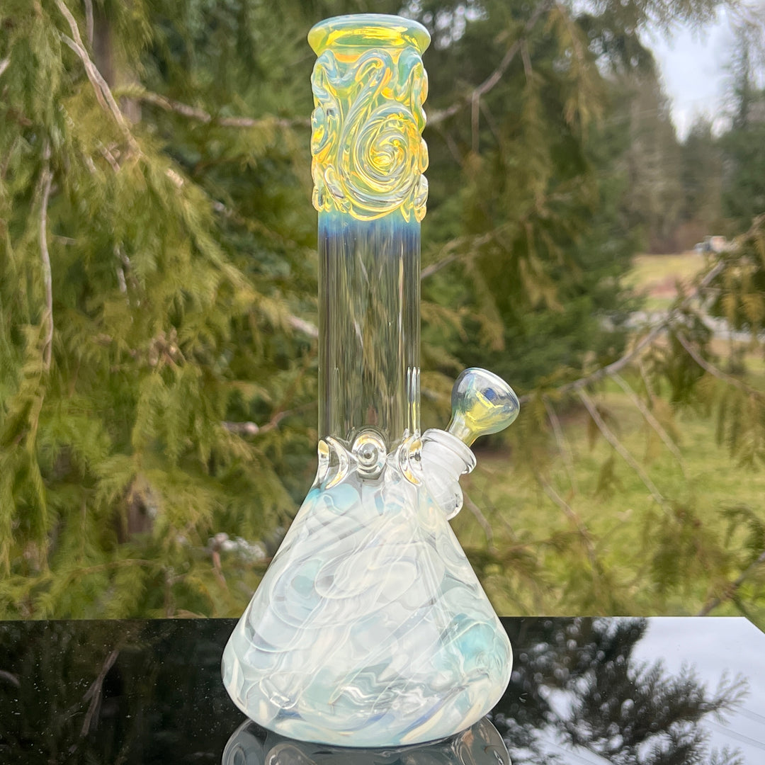 10" Fumed Squiggle Beaker Bong Glass Pipe Mary Jane's Glass