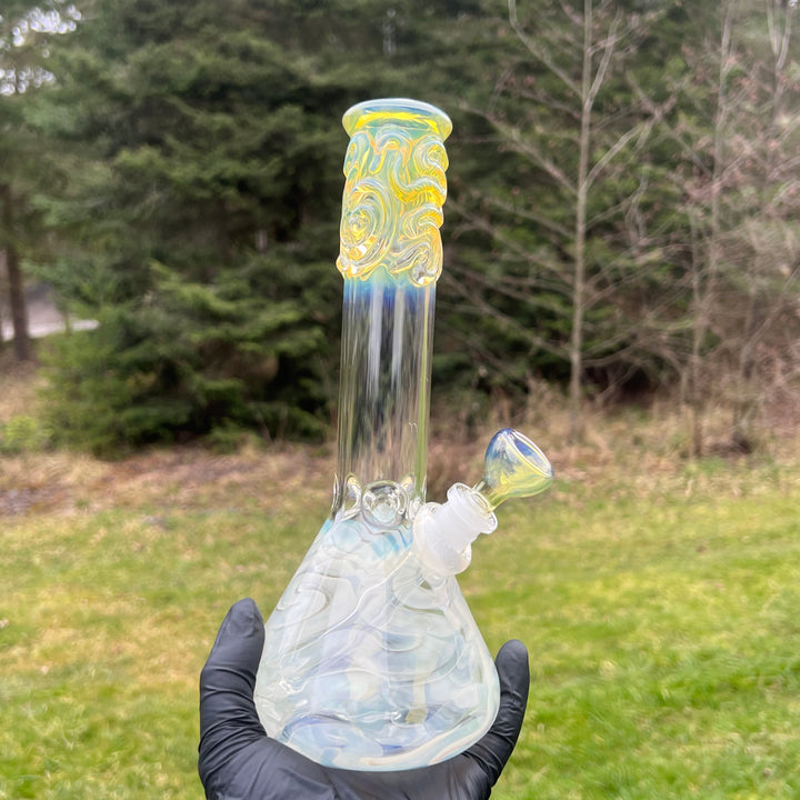 10" Fumed Squiggle Beaker Bong Glass Pipe Mary Jane's Glass