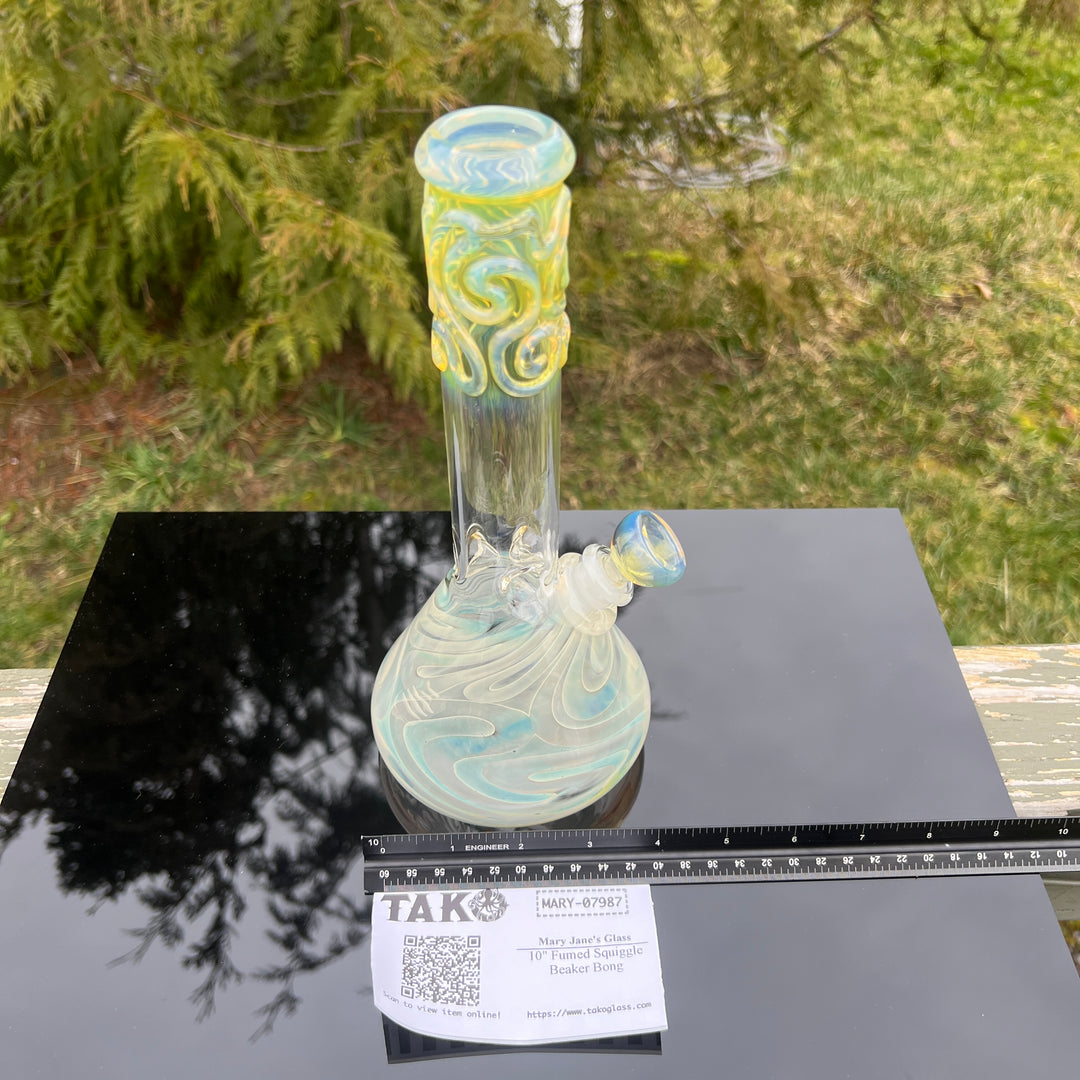 10" Fumed Squiggle Beaker Bong Glass Pipe Mary Jane's Glass