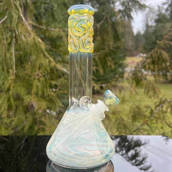 10" Fumed Squiggle Beaker Bong Glass Pipe Mary Jane's Glass