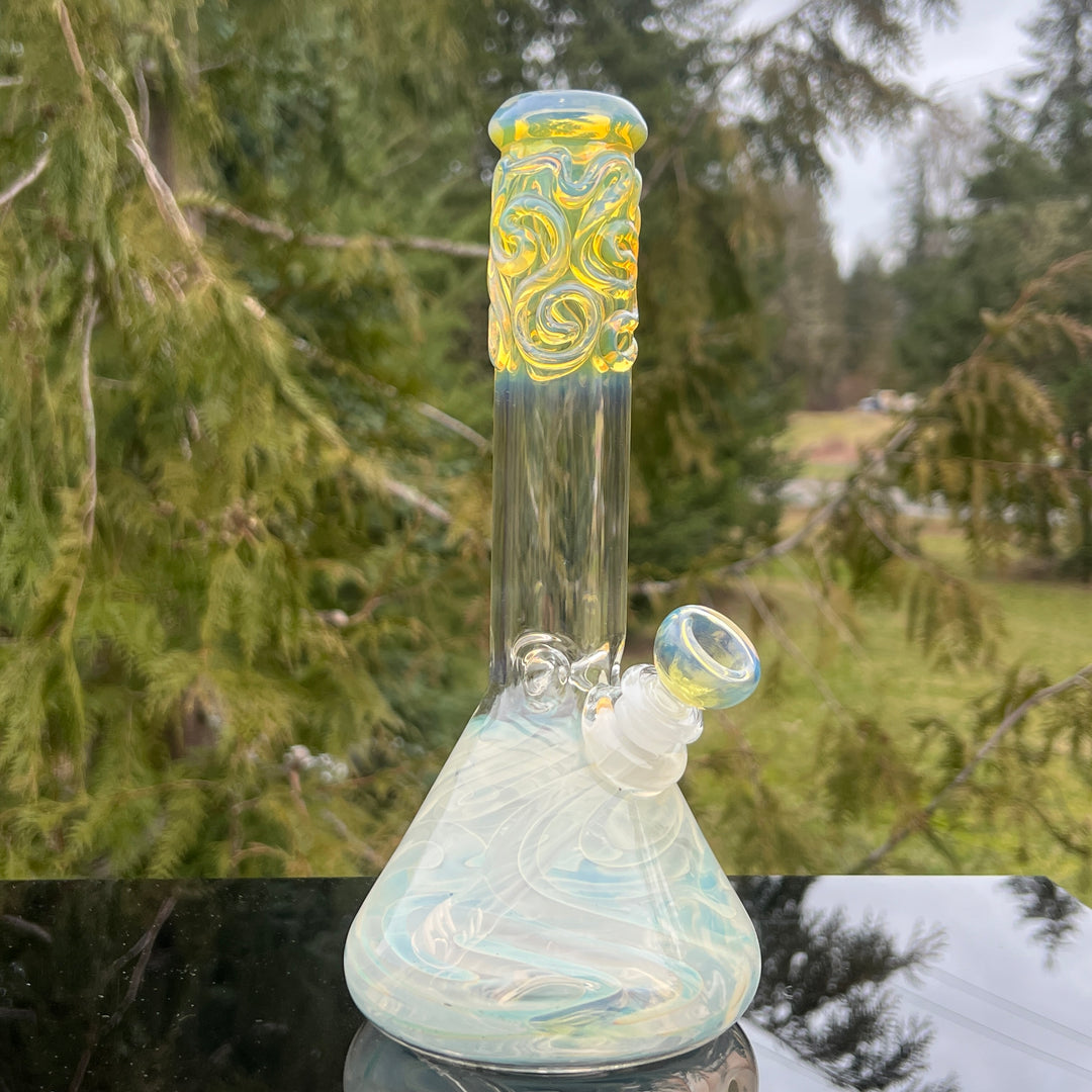 10" Fumed Squiggle Beaker Bong Glass Pipe Mary Jane's Glass