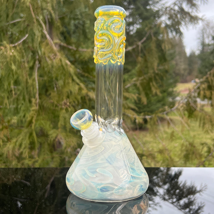 10" Fumed Squiggle Beaker Bong Glass Pipe Mary Jane's Glass