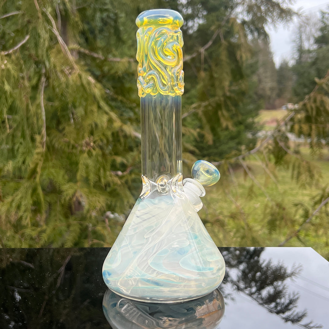 10" Fumed Squiggle Beaker Bong Glass Pipe Mary Jane's Glass