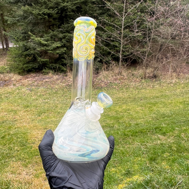 10" Fumed Squiggle Beaker Bong Glass Pipe Mary Jane's Glass