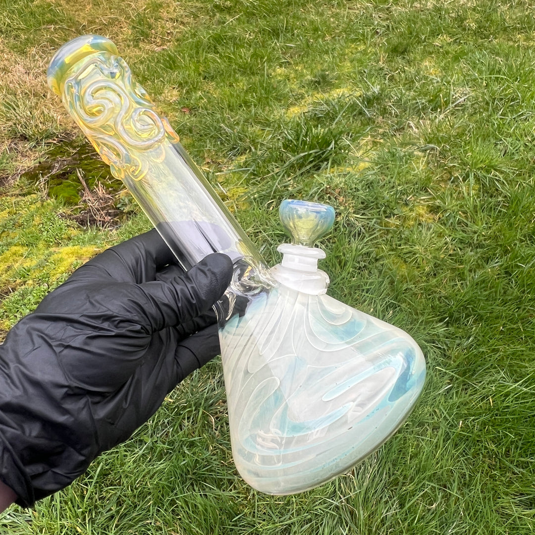 10" Fumed Squiggle Beaker Bong Glass Pipe Mary Jane's Glass