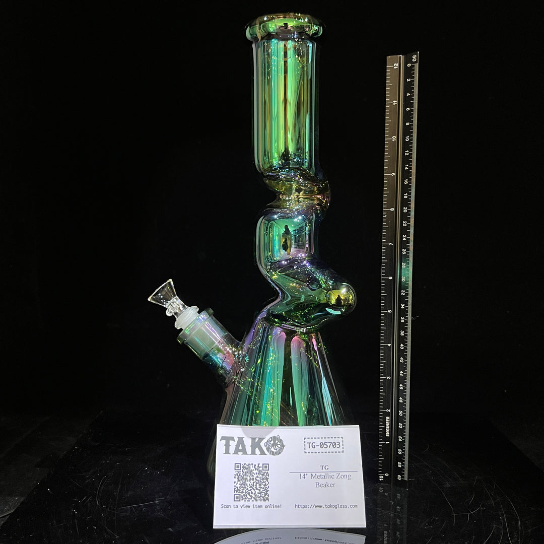 14" Metallic Zong Beaker Glass Pipe TG   