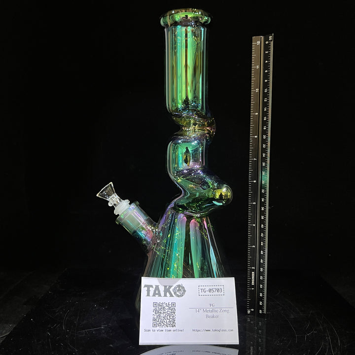 14" Metallic Zong Beaker Glass Pipe TG   