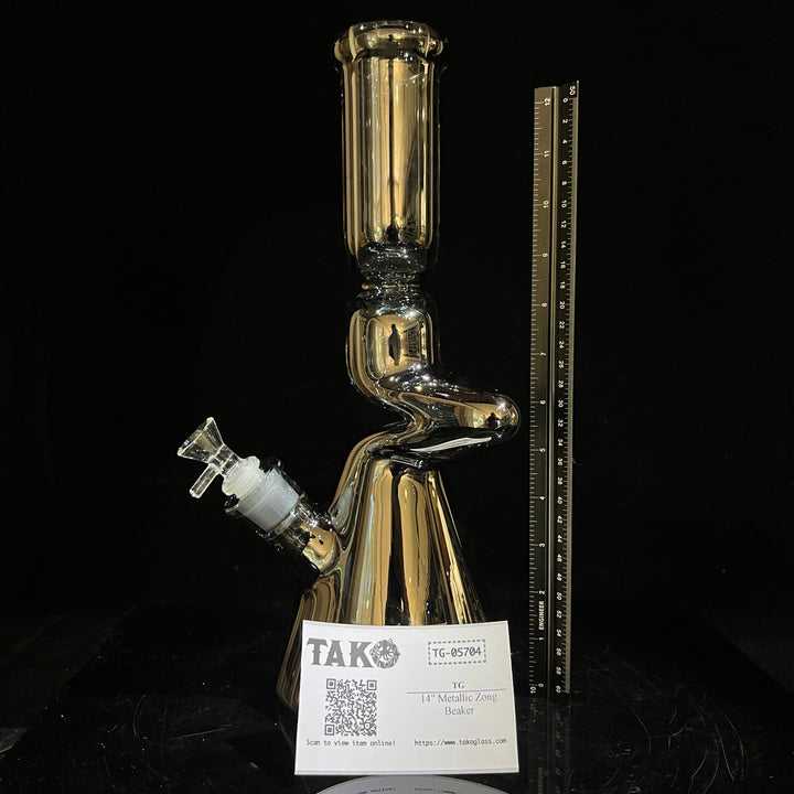 14" Metallic Zong Beaker Glass Pipe TG   