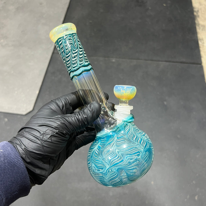 8" Bubble Color Rake Bong Glass Pipe Mary Jane's Glass