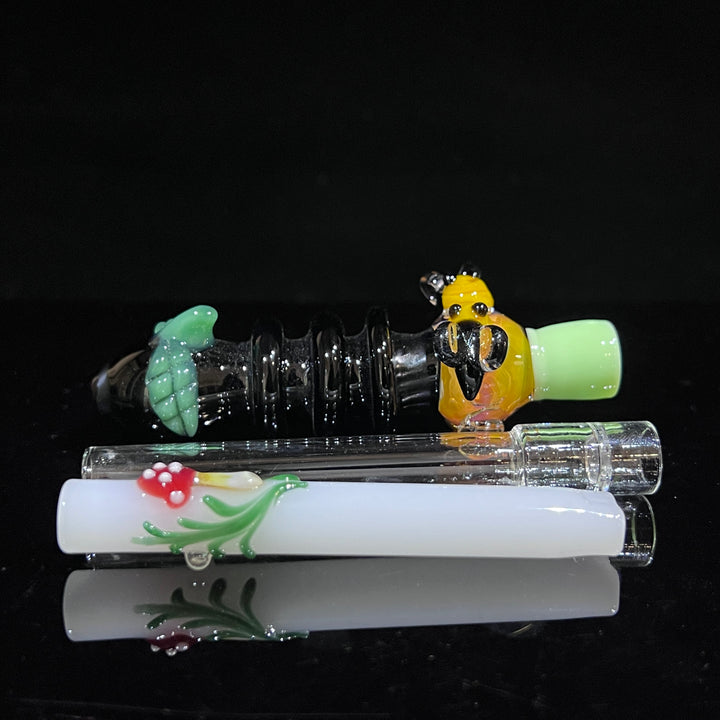 Red Mushie Oneie + Chillum Combo Glass Pipe Fiona Phoenix Fire   