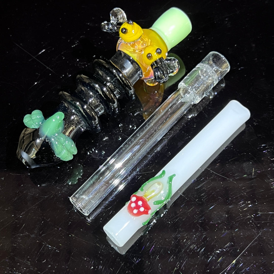 Red Mushie Oneie + Chillum Combo Glass Pipe Fiona Phoenix Fire   