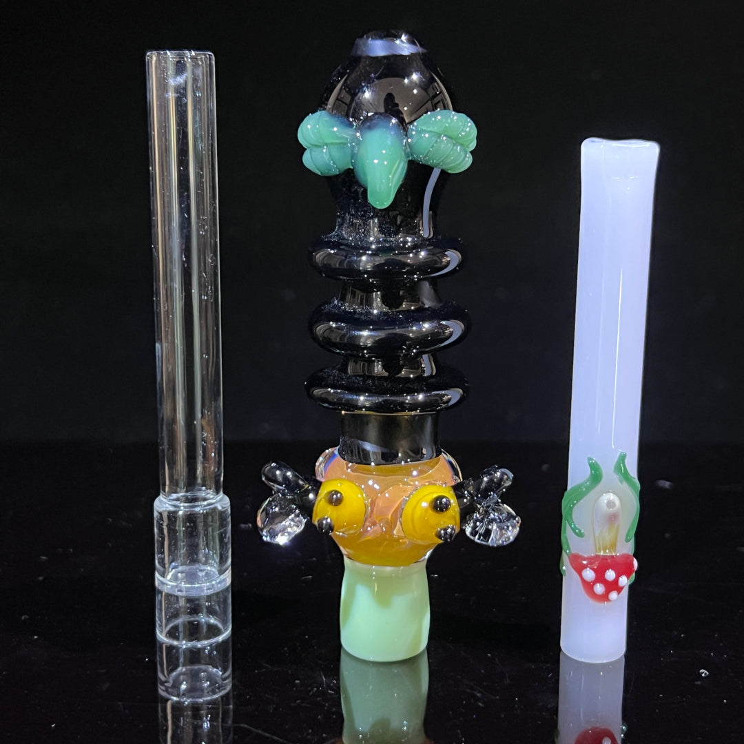 Red Mushie Oneie + Chillum Combo Glass Pipe Fiona Phoenix Fire   