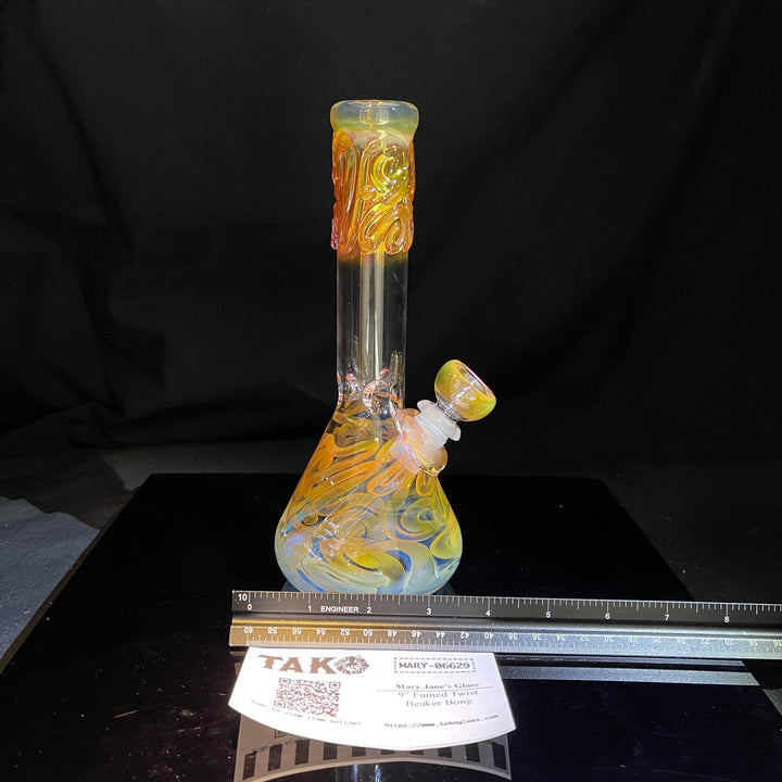 9" Fumed Twist Beaker Bong Glass Pipe Mary Jane's Glass   