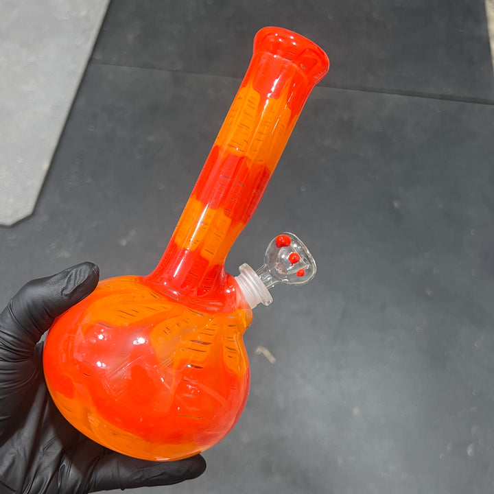 8" Agent Orange Bubble Bong Glass Pipe Mary Jane's Glass