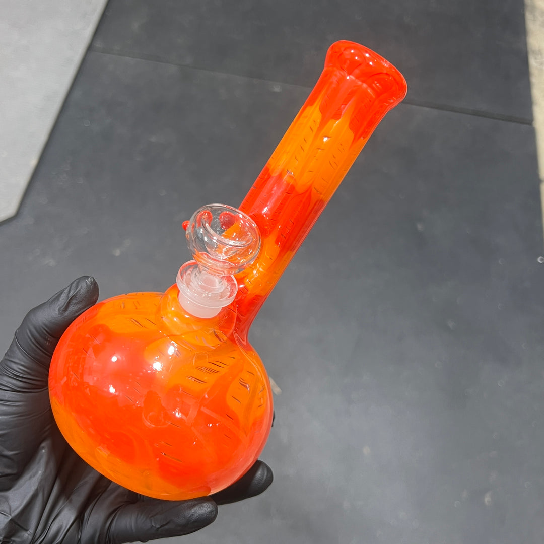 8" Agent Orange Bubble Bong Glass Pipe Mary Jane's Glass