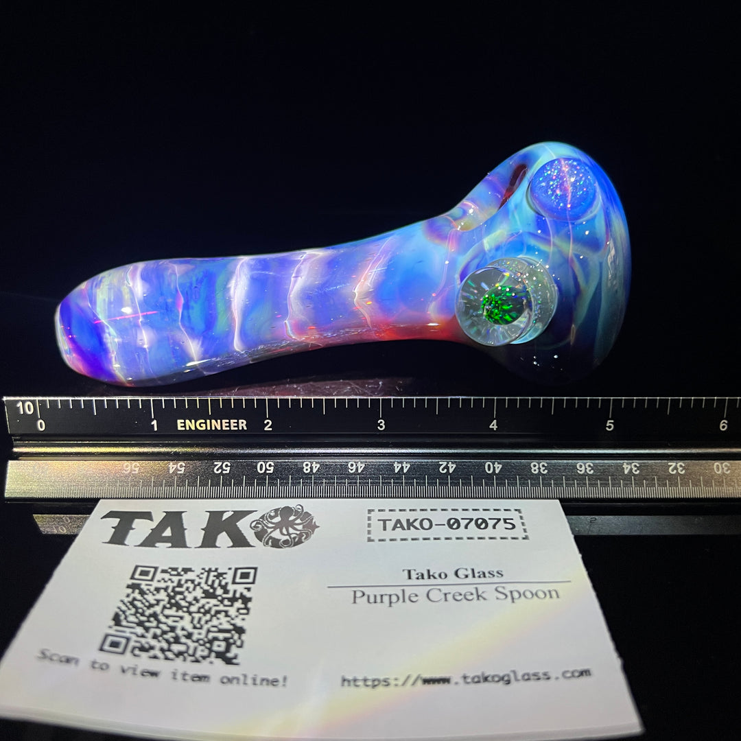 Purple Creek Crushed Opal Spoon Glass Pipe Tako Glass   