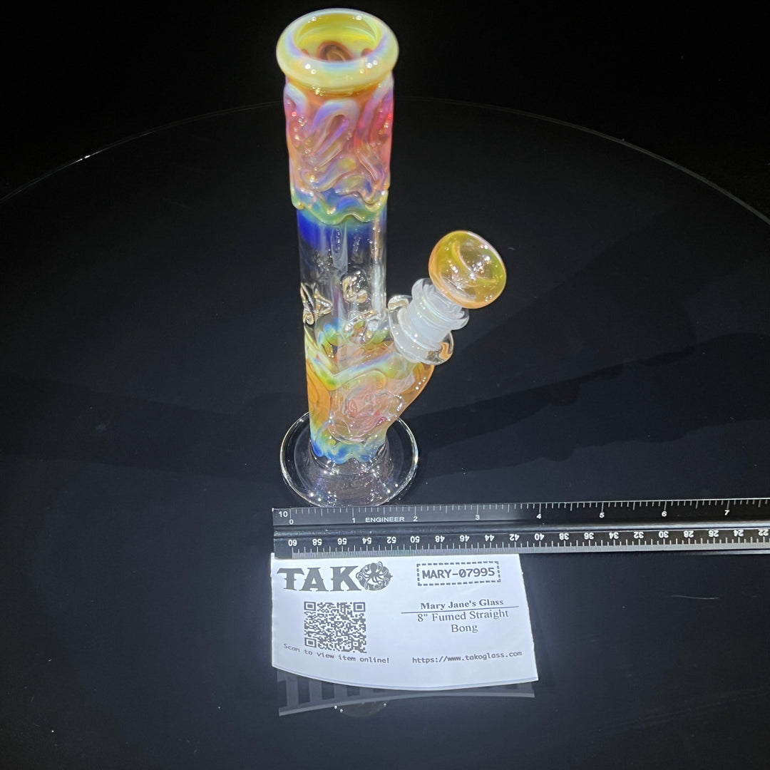 8" Fumed Straight Bong Glass Pipe Mary Jane's Glass