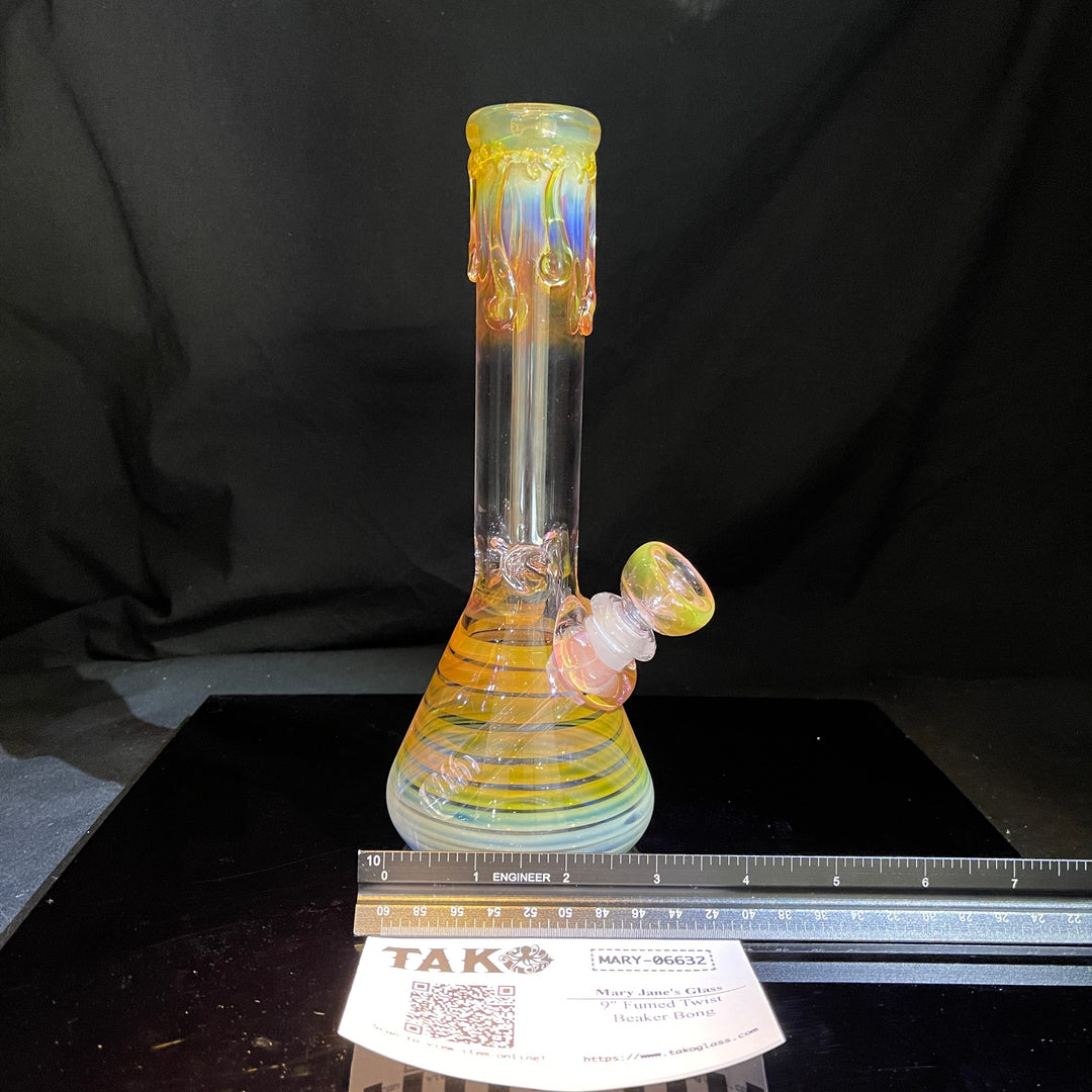 9" Fumed Twist Beaker Bong Glass Pipe Mary Jane's Glass   