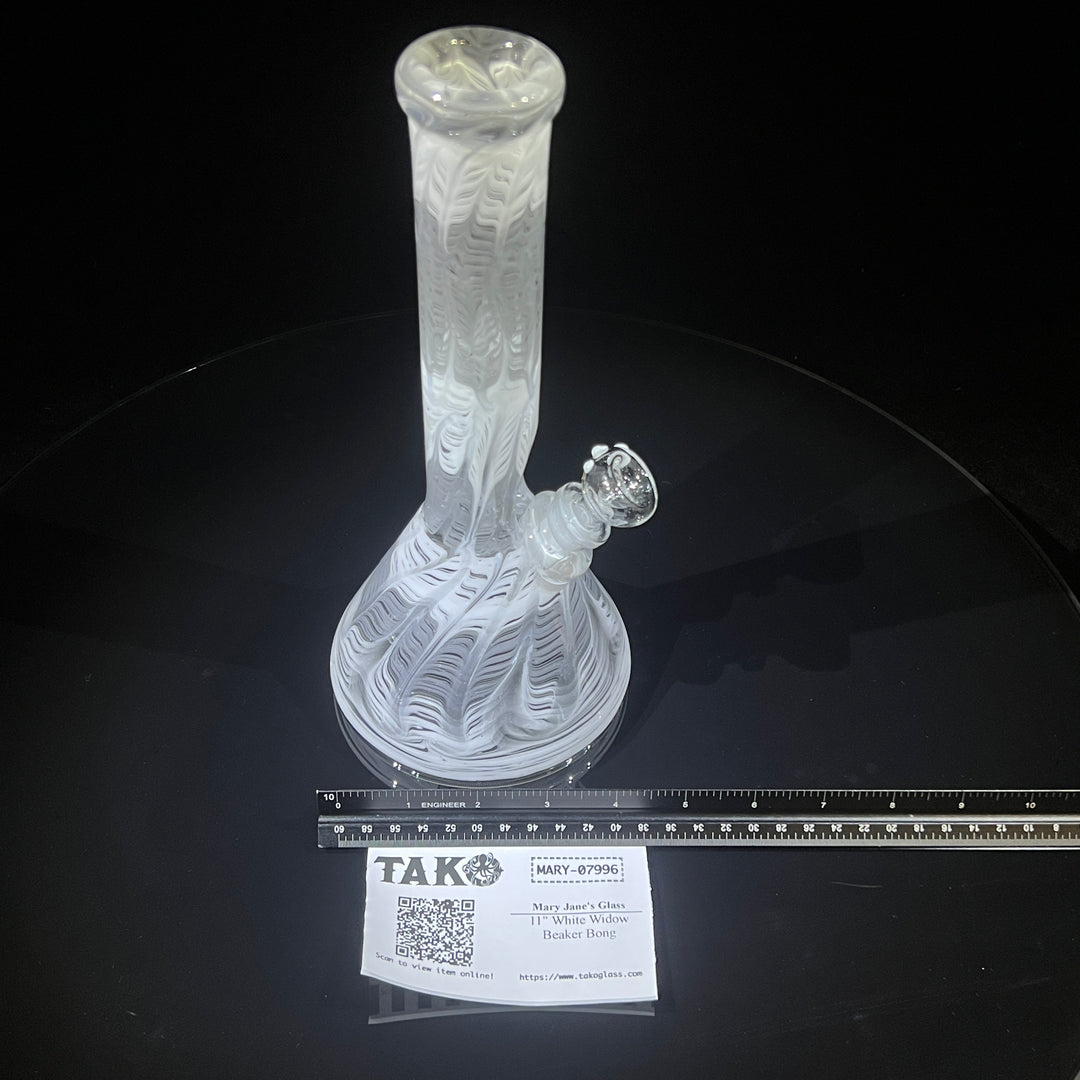 11" White Widow Beaker Bong Glass Pipe Mary Jane's Glass