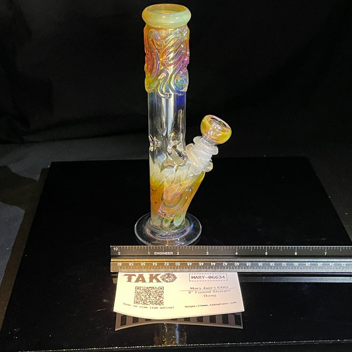 8" Fumed Straight Bong Glass Pipe Mary Jane's Glass   