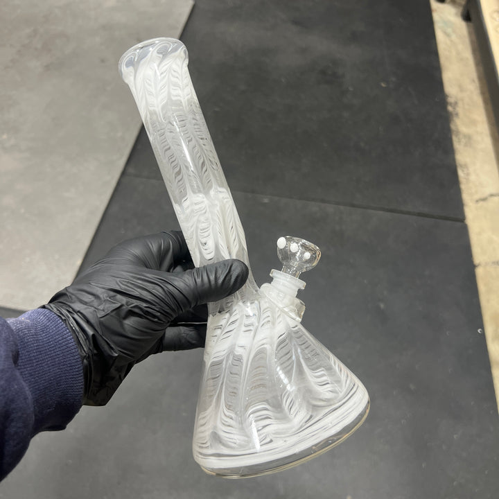 11" White Widow Beaker Bong Glass Pipe Mary Jane's Glass