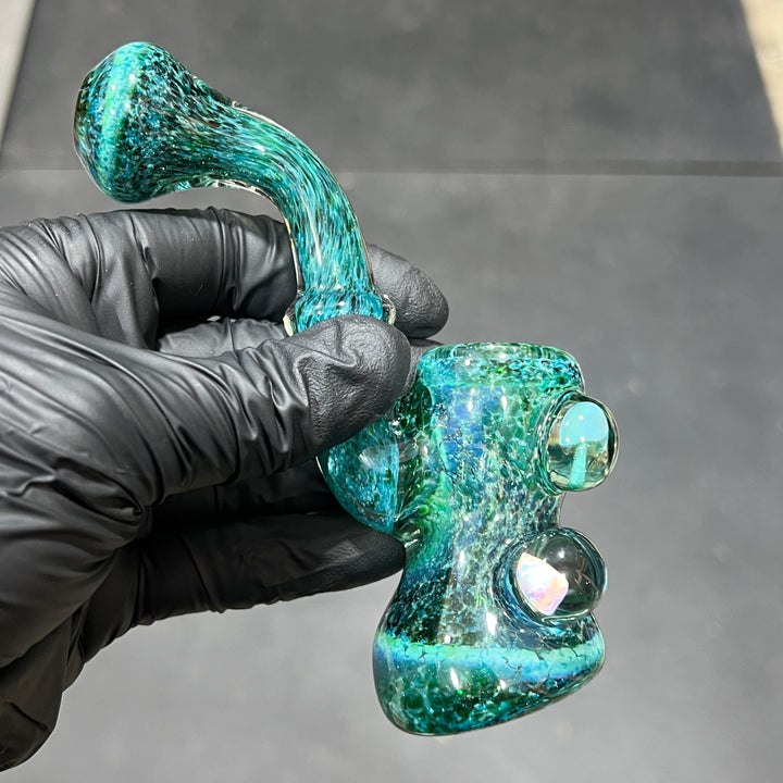 Dazzling Green Mushroom Opal Sherlock Glass Pipe Beezy Glass