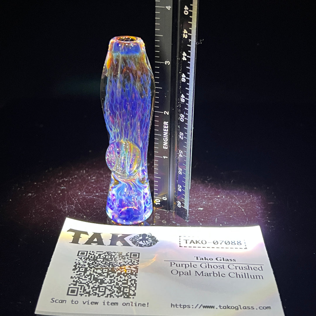 Purple Ghost Crushed Opal Marble Chillum Glass Pipe Tako Glass   